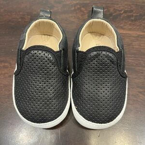 Little Bipsy leather Black and White Slip-On Baby Shoes